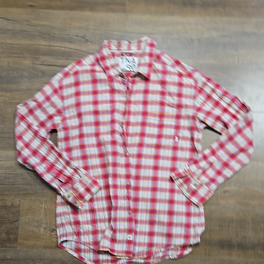 TNA Red and White Plaid Shirt